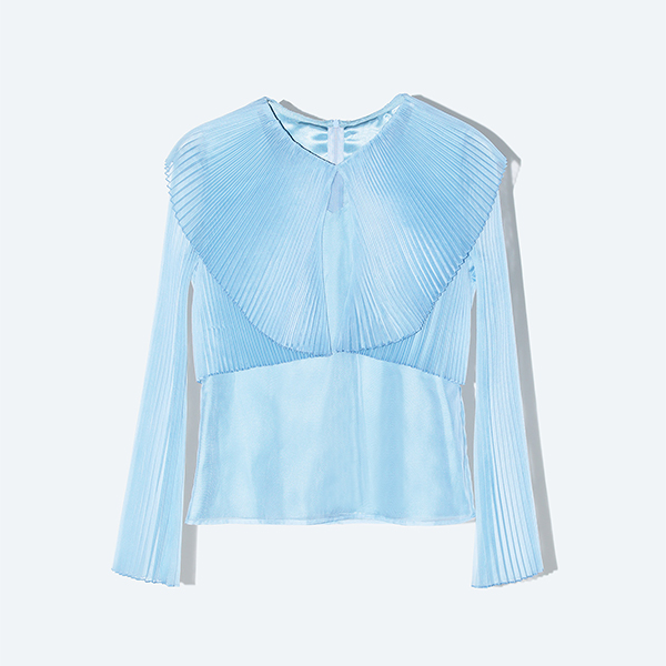 Sheer Pleats Blouse Inspired by Moon / Blue