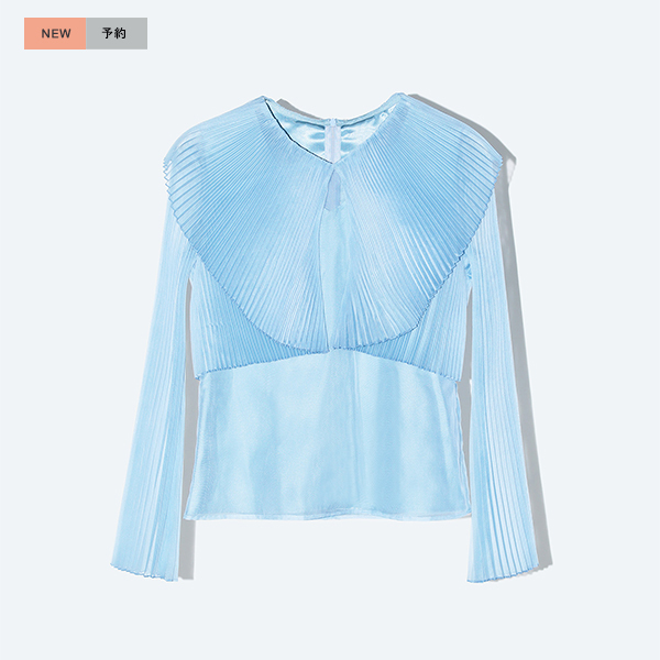 Sheer Pleats Blouse Inspired by Moon / Blue