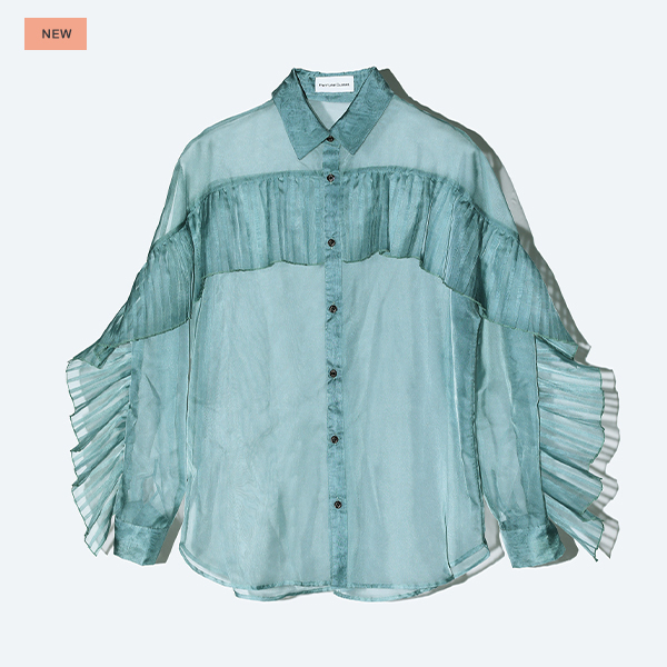 Sheer Pleats Shirts Inspired by Moon / Green