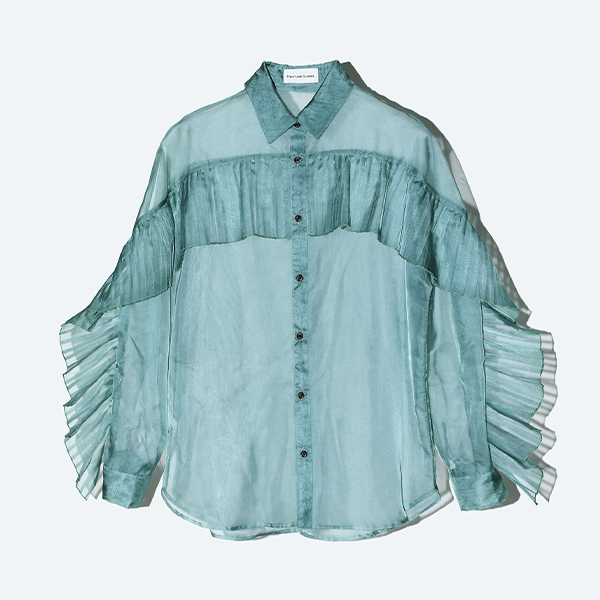 Sheer Pleats Shirts Inspired by Moon / Green