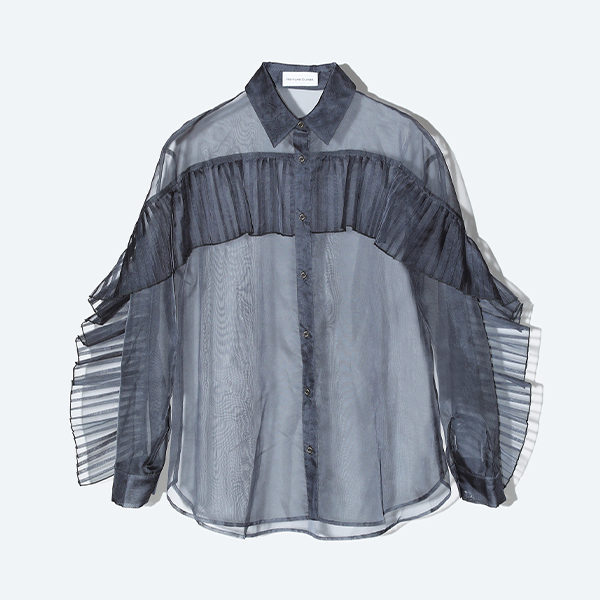 Sheer Pleats Shirts Inspired by Moon / Charcoal