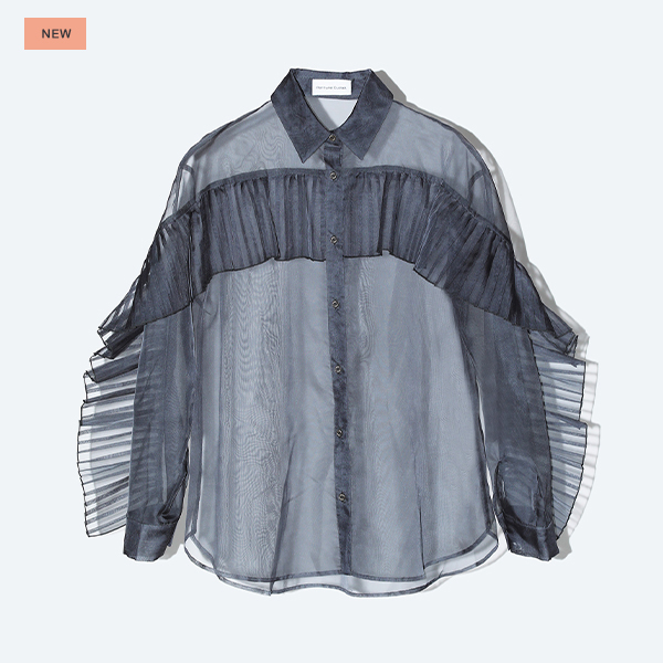 Sheer Pleats Shirts Inspired by Moon / Charcoal