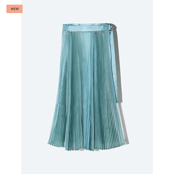 Sheer Pleats Wrap Skirt Inspired by Moon / Green