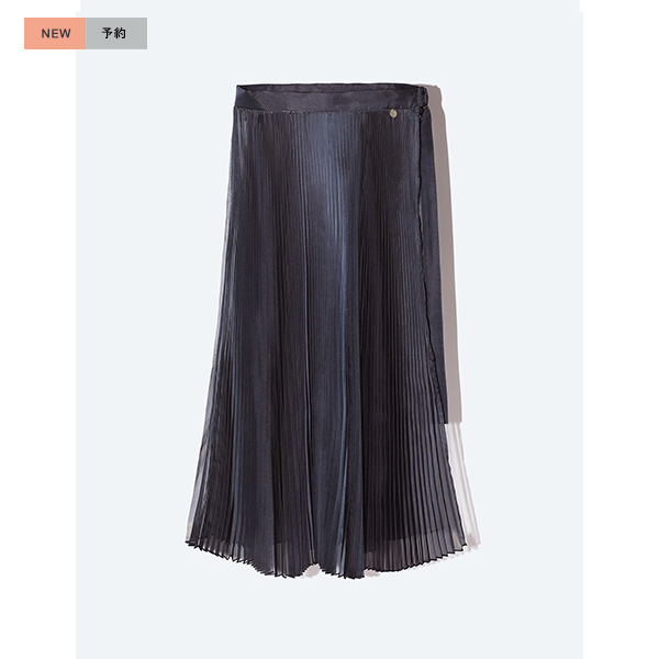 Sheer Pleats Wrap Skirt Inspired by Moon / Charcoal