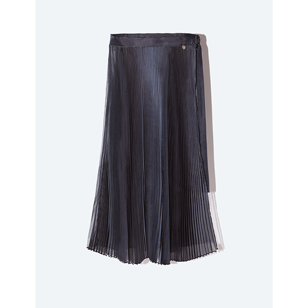 Sheer Pleats Wrap Skirt Inspired by Moon / Charcoal