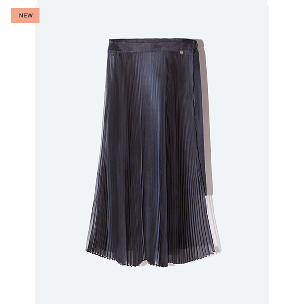 Sheer Pleats Wrap Skirt Inspired by Moon / Charcoal