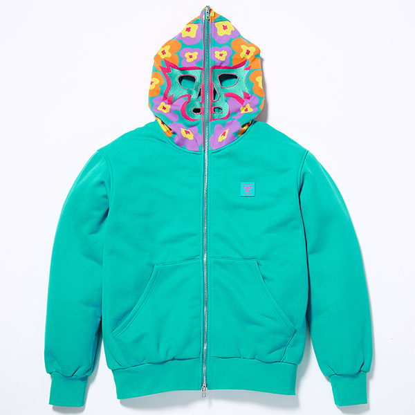 Head Flower Lucha Mask Hoodie/Turquoise